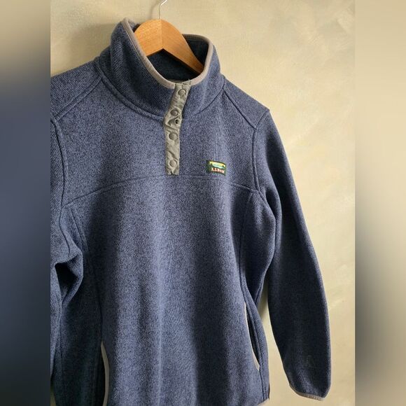 L.L. Bean Women's Misses Blue Purple Fleece T-Snap Pullover Sweater Regular Sz L - Picture 2 of 12
